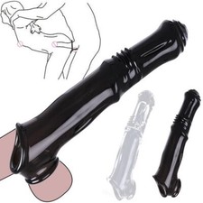 BIGGER Penis-Extender-Enlarger Girth Enhancer Realistic Sleeve-Men-Condom-Sheath