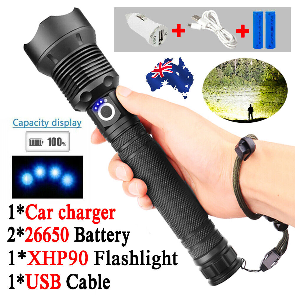 XHP90 Most Powerful 250000LM Tactical 5 Mode Zoom Flashlight LED Hunting Torch