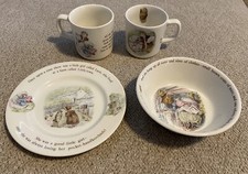 VINTAGE Beatrix Potter Mrs Tiggy-Winkle 4 pc Set Child Plate Cup Bowl Wedgewood