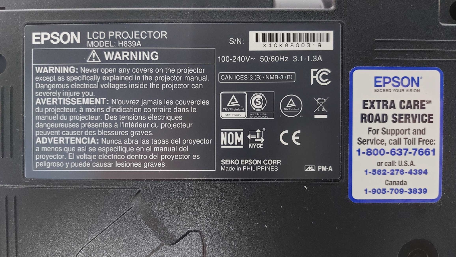 Epson Powerlite VS350 3300 Lumens 3LCD Projector, 138hours eBay