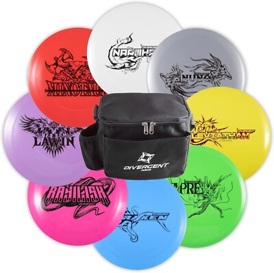 Divergent Discs Complete 8-Disc Set with Bag - Complete Disc Golf Starter Set