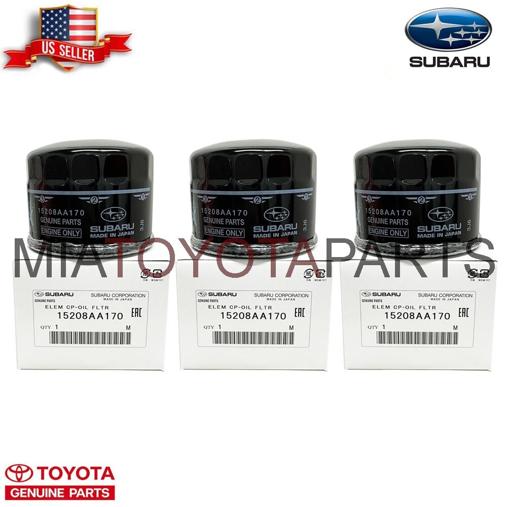 3 Genuine Subaru 15208AA170 OEM Engine Oil Filter 2015-2023 WRX 2.0 2022-23 BRZ