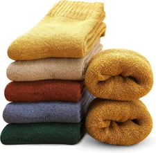 5 pares de calcetines de lana térmicos para mujer, talla 5-10, acogedores.