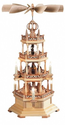 German christmas pyramid forest scene, 3-tier, height 63 cm / 25 .. MU 10504 NEW