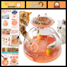 Large 2-in-1 Cat Puzzle Toy, Spin Treat Dispenser Foraging Balls - Interactive