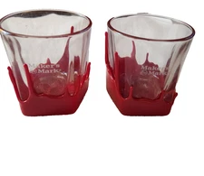 Makers Mark Bourbon Cocktail Red Wax Dipped Glasses set of 2