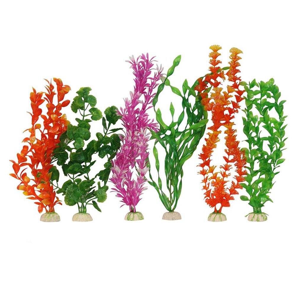 Aqua One Aquarium Fish Tank Plastic Plant Pack 40cm (6pk)
