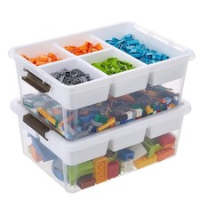 17QT Clear Plastic Craft Storage Box with Removable Tray Lid - 2 packs