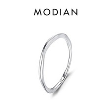 Solid Sterling Silver Simple Stackable Ring Classic Wave Geometric Exquisite Fin