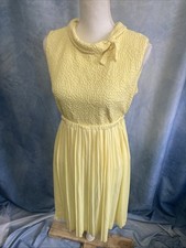 Vtg 60s Yellow Handmade Skirt Set Top Pleated Mod Sleeveless GUC Fits Modern XS