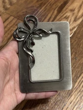 Vintage Carri Bronze Tone Burnes Photo Picture Bow Small