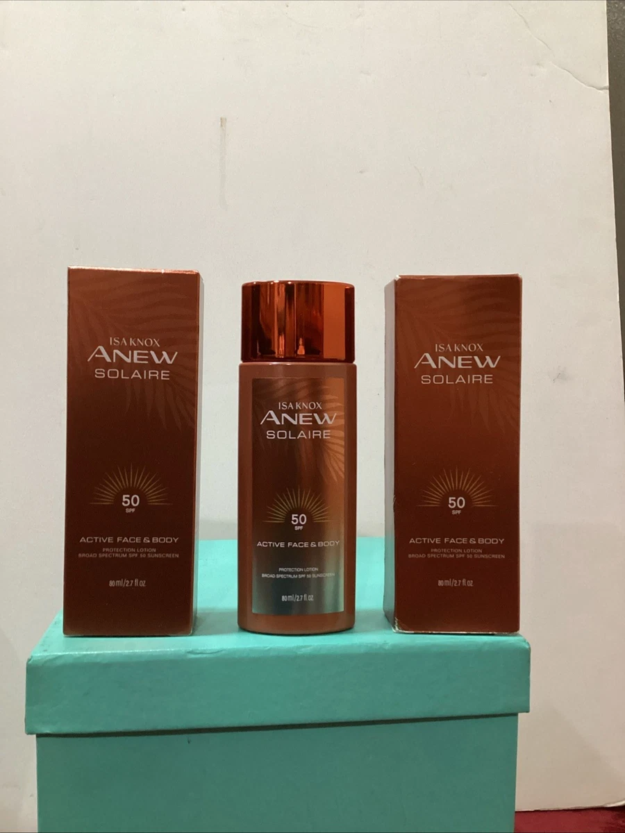 2 Avon Isa Knox Anew Solaire 50 Spf Active Face & Body Protection Lotion 