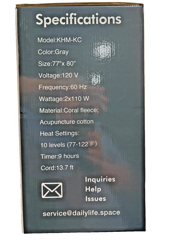 Матрас с подогревом DailyLife, королевский размер 77 x 80 дюймов, двойное управление - Изображение 2 из 4