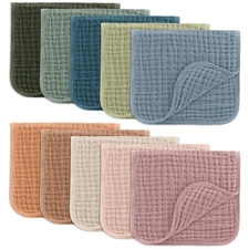 Comfy Cubs Muslin Burp Cloths 20x10" 10 Pack, Baby Burp Cloths - Multi Large,