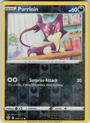 PO-06 Reverse Holo Purrloin 090/172 Common SWSH09: Brilliant Stars