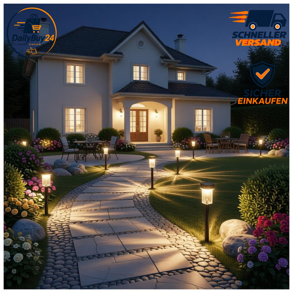 Solar Gartenleuchten 6 Set Wasserdicht Warmweiß AußEnbeleuchtung Gartenlicht-image