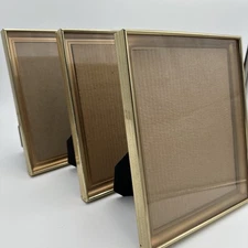 3 Vintage Standing Shadow Box Gold Toned Picture Frame  8" X 10"