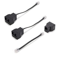 3 Pack RJ11 Cable 2 Way Telephone Splitter Black 6P4C Connector Phone Line
