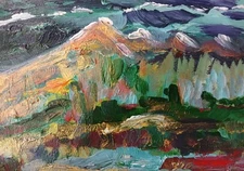 original art paintings Acrylic Paper Abstract 6"x9" Remote Himalayan Landscape 