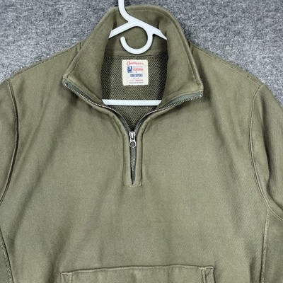 Todd Snyder X Champion Pullover Sweater Sweatshirt Mens Medium Green 1/4 Zip