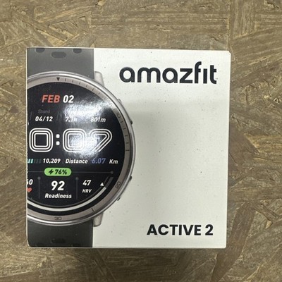 NEW Amazfit Active 2 (Round) 44mm Sport Fitness Smart Watch Black Silicone Band