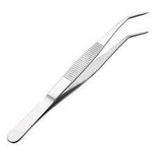 6.9 Inch Stainless Steel Tweezers with Curved Pointed Serrated Tip