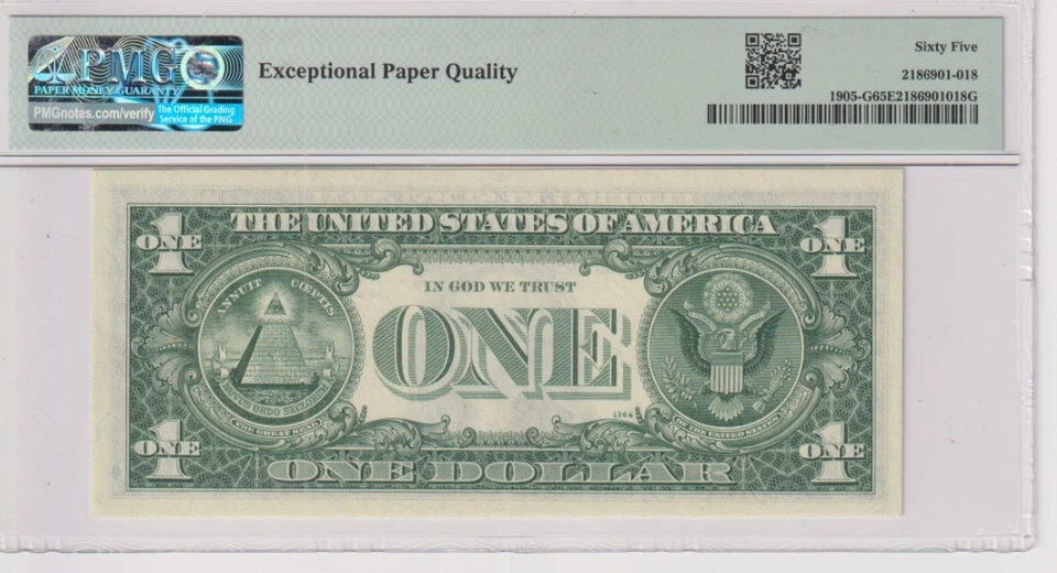 Fr 1905-G 1969B $1 FRN G57989825A PMG 65EPQ GEM CU  CHICAGO 1969-B - Image 2 of 2