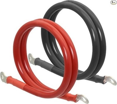 4 AWG inverter/automotive battery cables wire with 5/16'' lugs set fo Size: 2ft