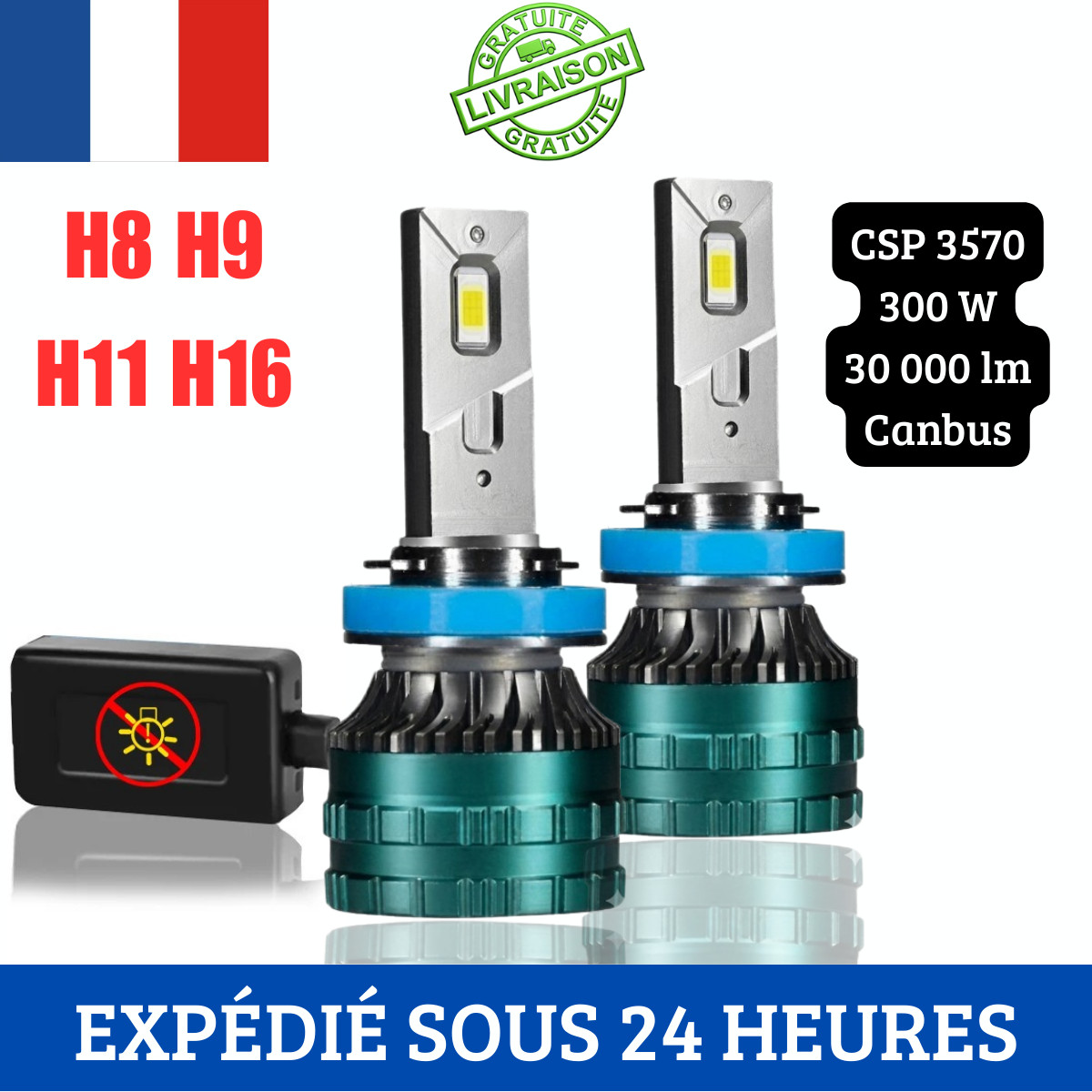 Ampoules LED H11 Canbus 6000K pour vos voyages et trajets de nuit en voiture