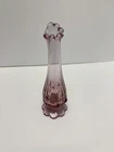 Vintage Fenton Glass Bud Vase Cabbage Rose Pink 8" Stamped