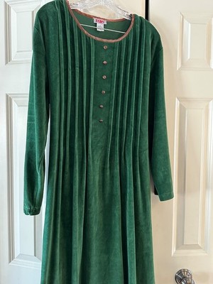 VTG FADS GREEN DRESS WOMENS XL PLEATED A LINE PRAIRIE COTTAGECORE | eBay