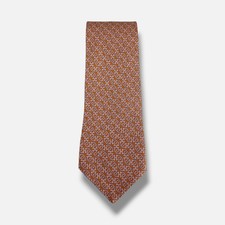 Ferragamo Mens Orange Gancini Link Silk Neck Tie 59x3.25