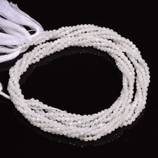 White Rainbow Moonstone Gemstone Round Micro Faceted Beads 2.5-3 mm Strand 12.5"