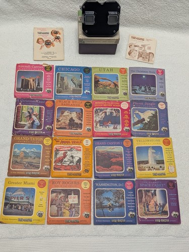VTG Bakelite View-master w LOT OF 16 Three 3 set reel packets Total 48 reels