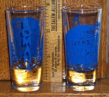 2 ROMANA Sambuca SHOT GLASSES Colosseum Logo IMPORTED by PADDINGTON Co Ft Lee NJ