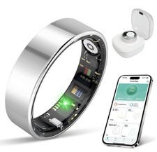 Smart Ring Health Tracker Sleep/Exercise Monitoring, iOS/Android 8 Silver
