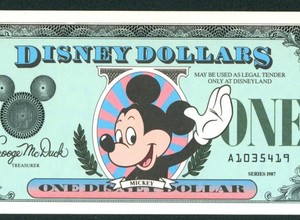 $1 1987 ((CHOICE CU)) Disney Dollars Mickey ** PAPER CURRENCY AUCTIONS
