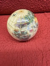 Vintage Onyx Multi Gemstone Inlay World Globe Paperweight Stone 1 lb