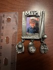 Pewter Colored Decorative Sports Baseball Theme Pin That Holds A 1x0.75 Inch Pin — photo 2