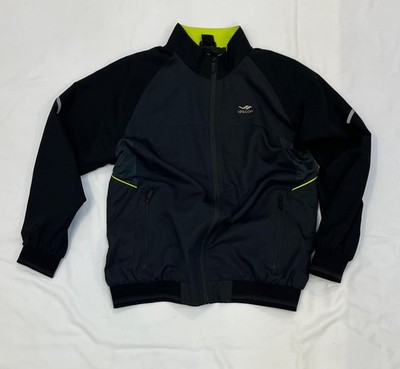 Lescon Black Gray Sports Jacket Men Size S Lightweight Zip Reflective