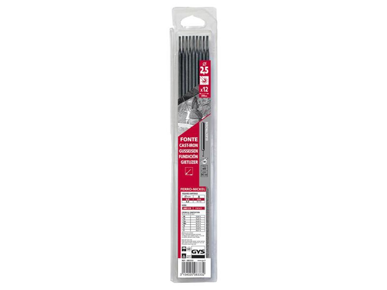 GYS Cast Iron Electrodes 2.5mm - Pack of 12 for Welding Repairs