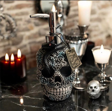 Skull Roses  Snake Soap Lotion Dispenser Pump Gothic Halloween Bathroom Decor