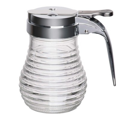 Beehive Clear Glass Syrup Dispenser with Chrome Plated ABS Top 6 Ounce Capacity