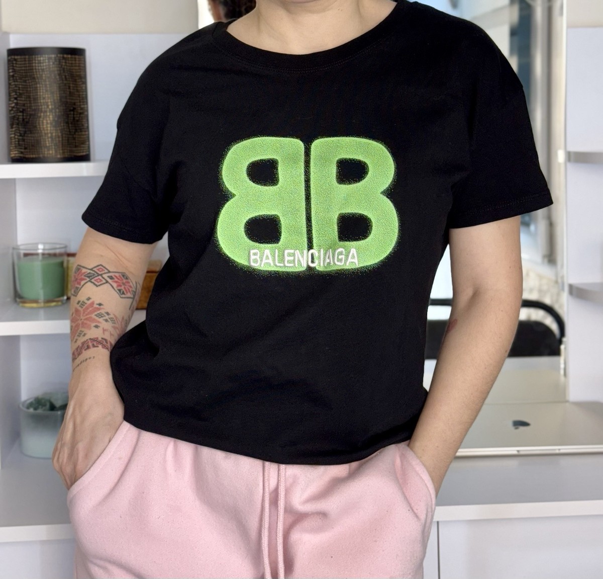 Balenciaga T-shirt BB Logo Black S-size | eBay