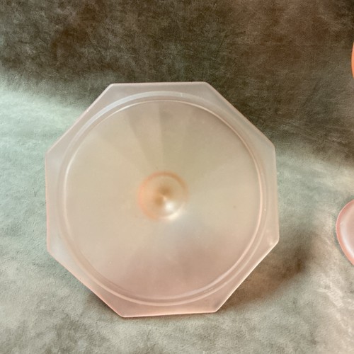 Vintage 1920s Jeanette glass pink satin covered candy dish art deco - Picture 3 of 5