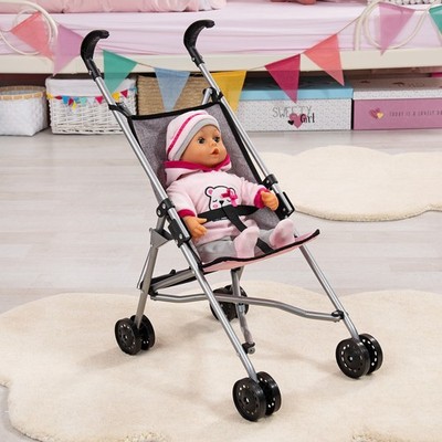 Bayer Design: Umbrella Stroller in Grey, Fits Dolls up to 18'', Kids