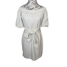 Guess Women’s Short Dress Size Medium Ivory Off Shoulder Tie Front Or Back Lined