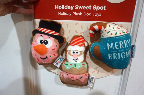 PELUCHE CANE OUTWARD HOUND HOUND HOLIDAY SWEET SPOT HOLIDAY CONFEZIONE DA 3 GIOCATTOLO PER CANI NUOVO CON ETICHETTE - Foto 3 di 4
