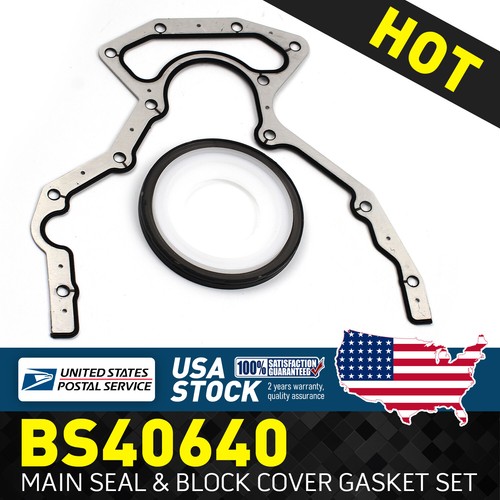 Rear Main Seal & Block Cover Gasket Kit For LS 4.8, 5.3, 6.0L (LS2, LS3) - Rubber/Aluminum, 1-Year Warranty