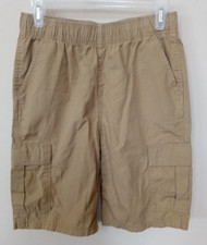Place Boys Cotton Cargo Shorts Size 15-16 Tan Beige Pockets Adjustable Waistband